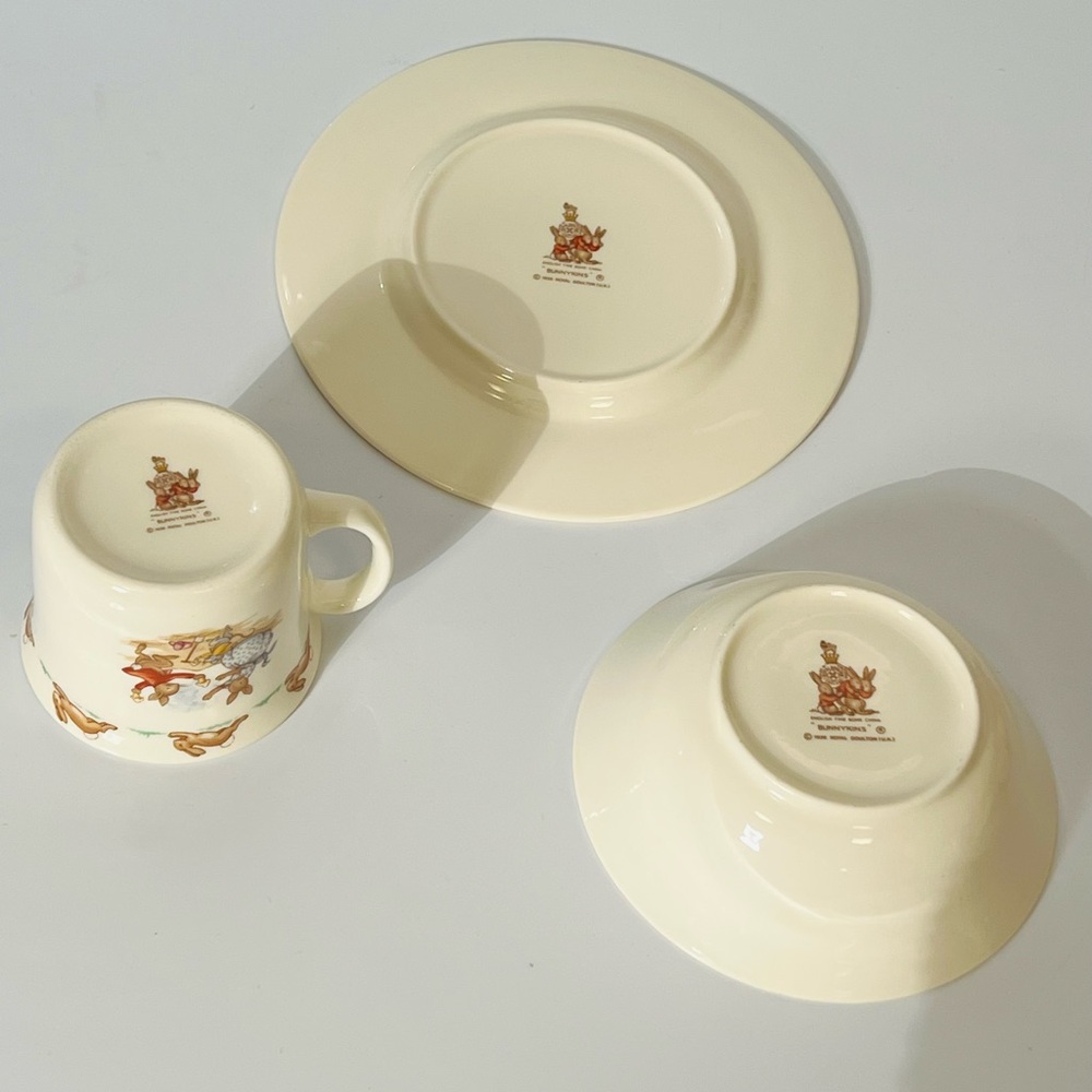 Vintage 1936 Royal Doulton Bunnykins Fine Bone China 3-Piece Nursery Set - Picture 5 of 11